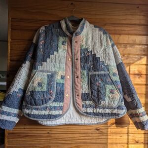 Vintage Log Cabin Quilt Chore Jacket